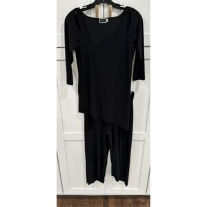 Simpli Black Pants Set Cold Shoulder Top 3/4 Sleeve Size 2